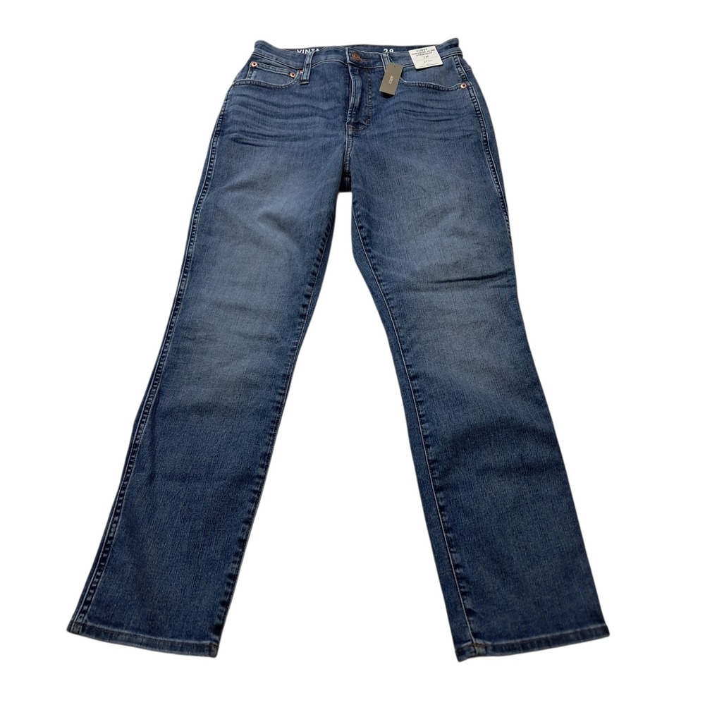NWT J. Crew Jeans Women 28 Blue Curvy Vintage Slim Straight Perfecting Pockets